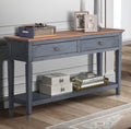Americana 60 Inch Sofa Table, No Assembly Required, Corduroy Blue Finish Blue Rubberwood Rubber Wood