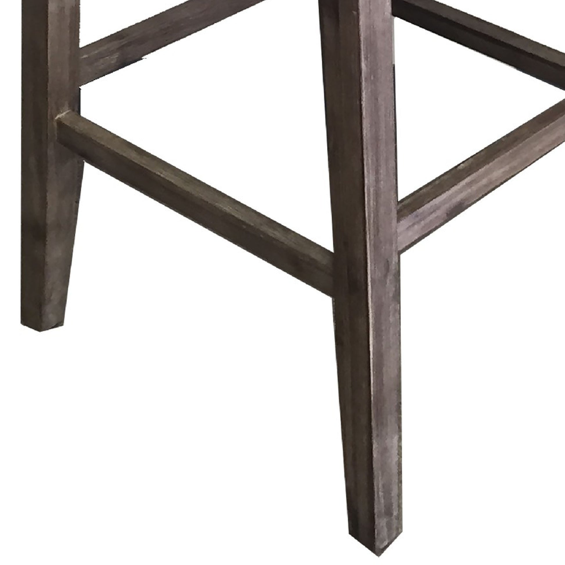 29 Inch Rubberwood Barstool With Wood Grain Details, Panel Back, Brown Brown Solid Wood