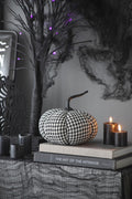 Set Of 6, Halloween Fabric Black White Pumpkin Decor Set, For Holiday Halloween Decoration Black,White Polyester