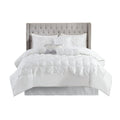 7 Piece Tufted Comforter Set White Full Full White Polyester