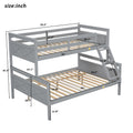 Twin Over Full Bunk Bed With Ladder, Safety Guardrail, Perfect For Bedroom, Gray Box Spring Not Required Twin Gray Wood Bedroom Bunk Pine