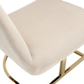 Coolmore Upholstered Tufted Living Room Chair Textured Linen Fabric Accent Chair With Metal Stand Beige Velvet
