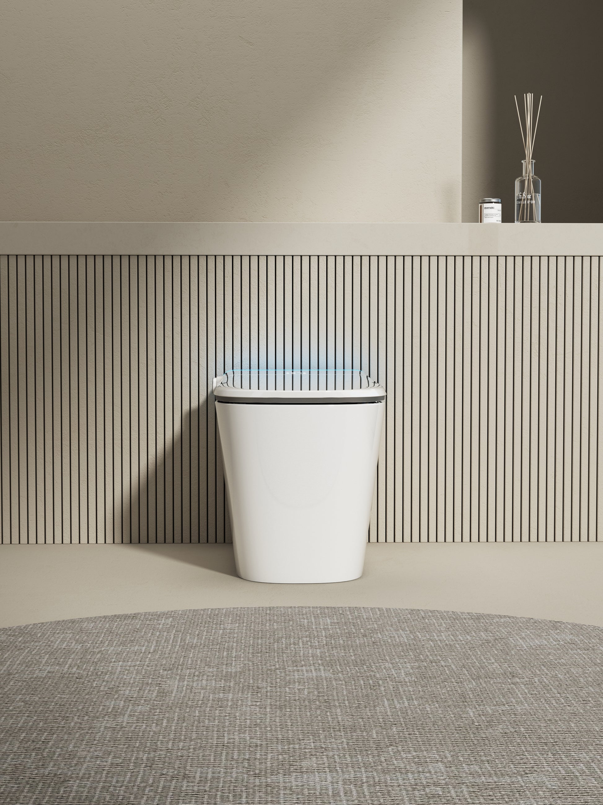 Multifunctional Flat Square Smart Toilet With Automatic Flush With Remote Control Foot Sensor Night Light White Ceramic