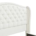 Marcella Upholstered Shelter Headboard Bed Set, Queen, Antique White Polyester Box Spring Required Queen Antique White Wood Foam Polyester Polyester