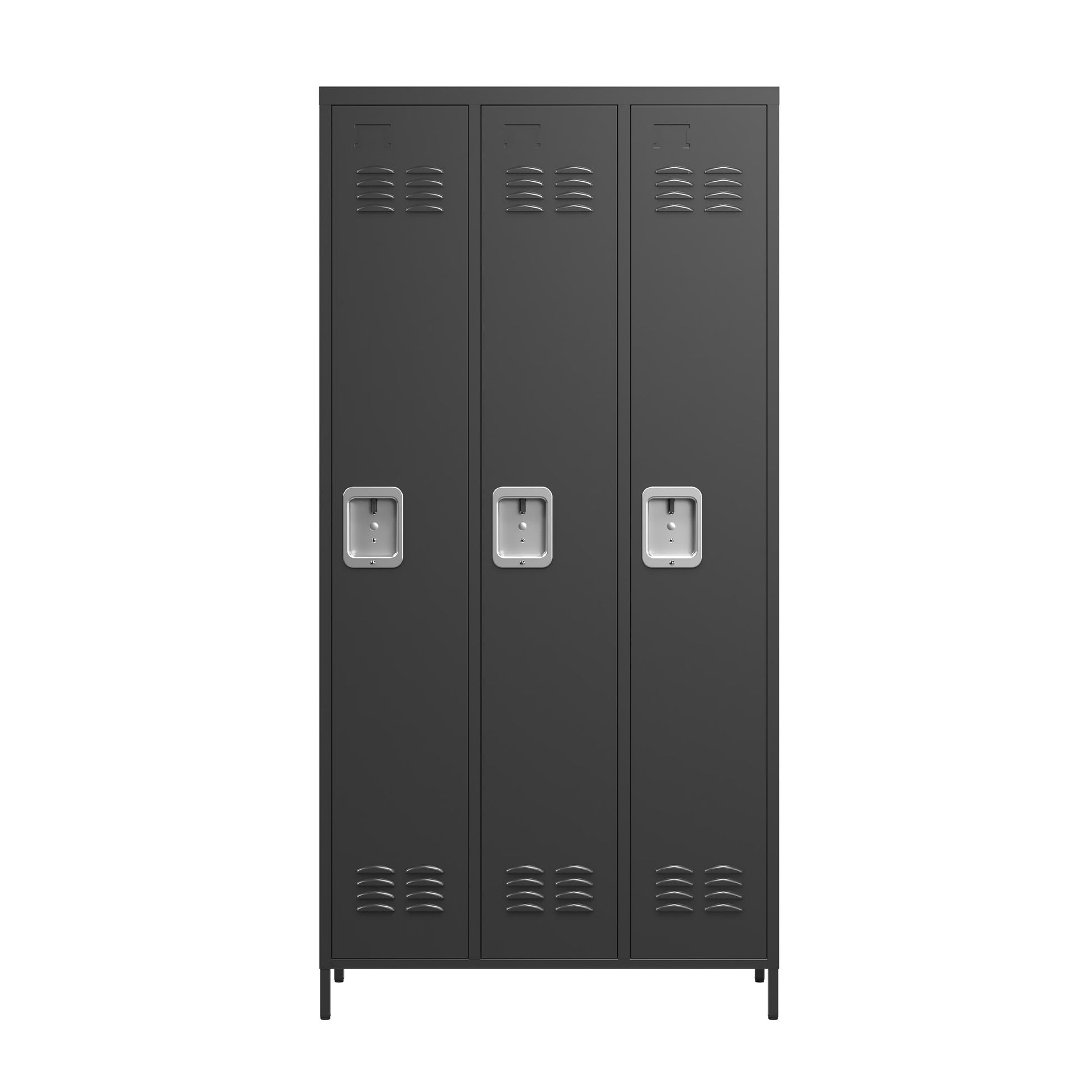 3 Door 72"H Metal Lockers With Lock For Employees,Storage Locker Cabinet For Home Gym Office School Garage,Black Freestanding 5 Or More Spaces Black Gym Door Locks Modern Metal Metal