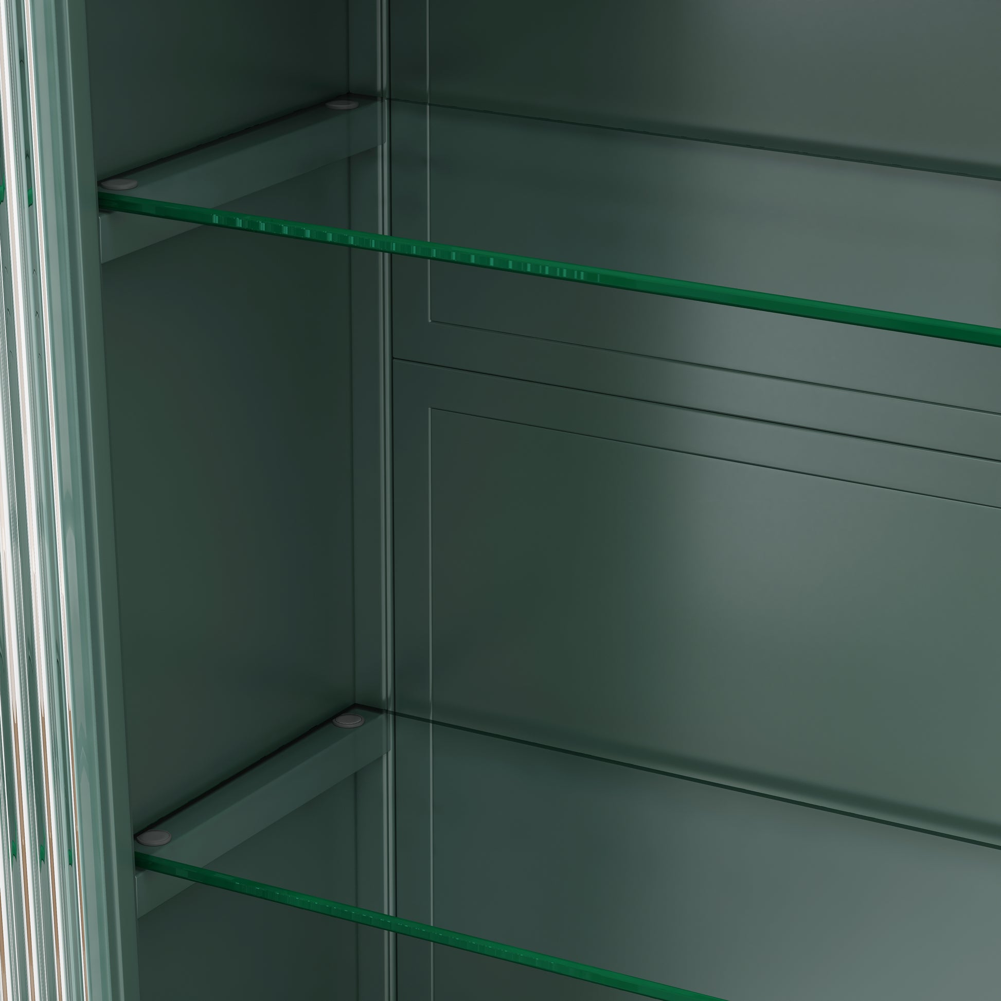 3 Door Arched Wall Mounted Glass Cabinets For Kitchen, Living Room And Bathroom Dark Green Dark Green Glass Metal