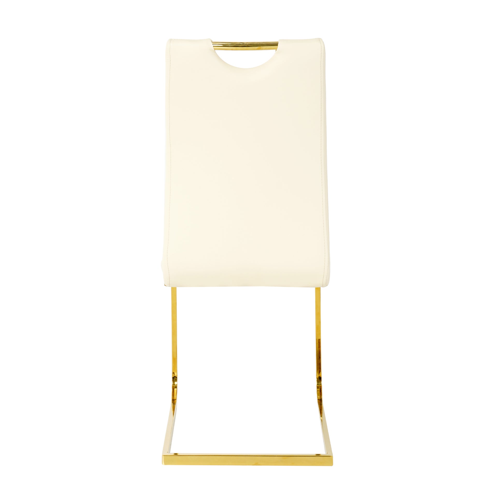 Modern Pu Dining Chair Living Room Chair Upholstered Chair, Gold Metal Chair Leg Design, Kitchen, Living Room, Bedroom, Dining Room Side Chair Set Of 2 Light Yellow Metal