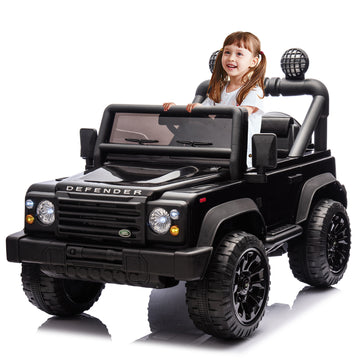 Licensed 2015 Land Rover Defender 90,24V Kids Ride On Xxl Car W Parents Control,2Wd,Four Wheel Suspension,Bluetooth,Mp3,Music,Power Display,Led Lights,Speeds 1.86 3.11Mph For Kids 3 7. Black Polypropylene