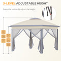 Outsunny 11' X 11' Pop Up Canopy Tent With Netting And Carry Bag, Instant Gazebo Sun Shelter, Tents For Parties With 121 Square Feet Of Shade, For Outdoor, Garden, Patio, Beige Beige Steel