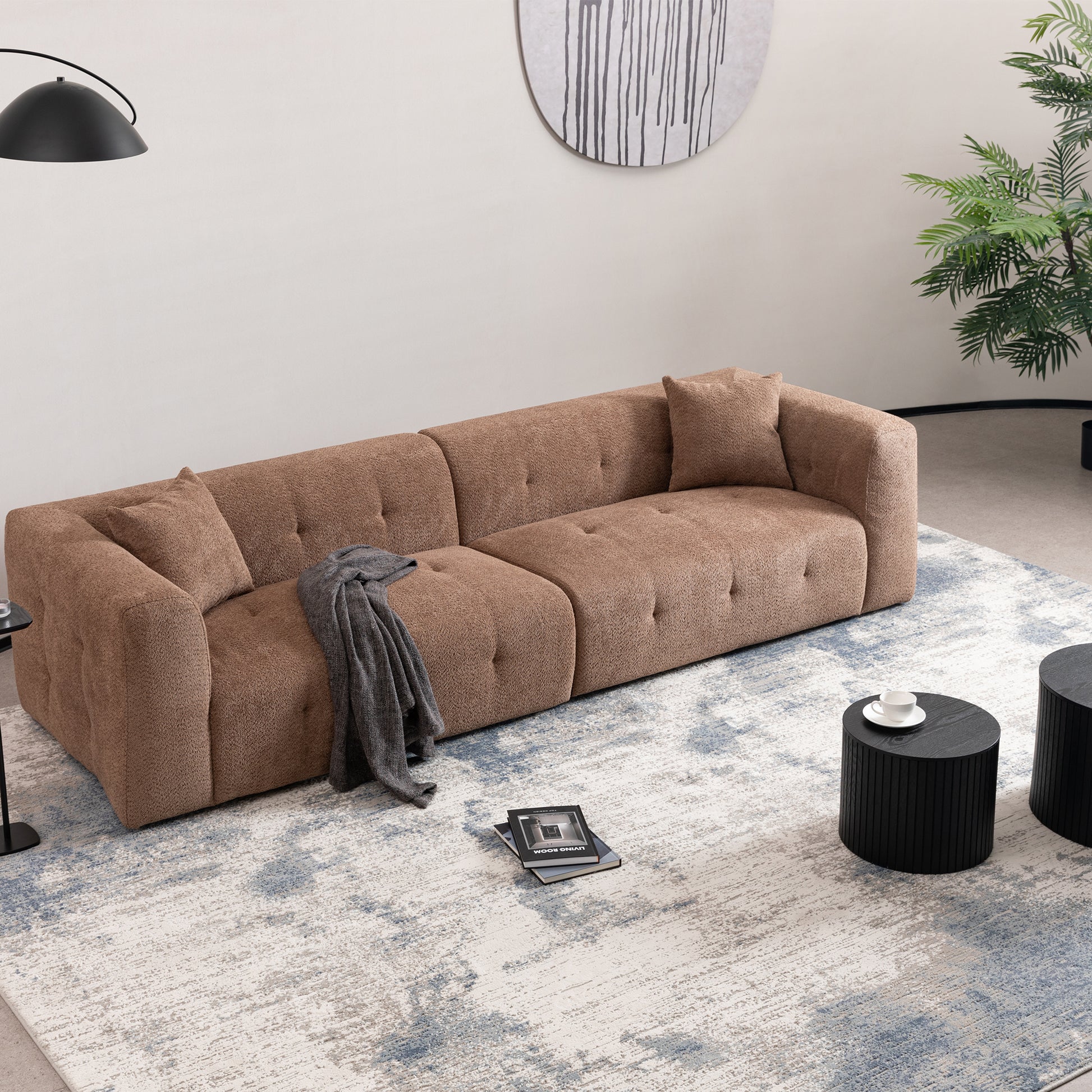 2297 Brown Sofa Brown Fabric 3 Seat