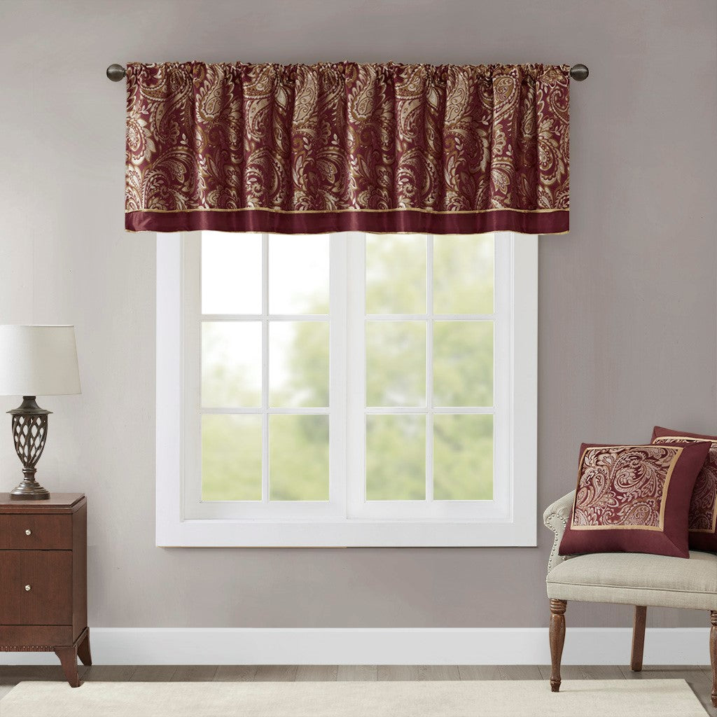 Jacquard Window Valance Burdy 50X18" Burgundy Polyester