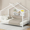 Twin Size Metal House Platform Bed, White Box Spring Not Required Twin White Metal Bedroom Bed Frame Metal