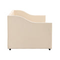 Twin Size Upholstered Daybed With Pop Up Trundle, Beige Twin Beige Upholstered