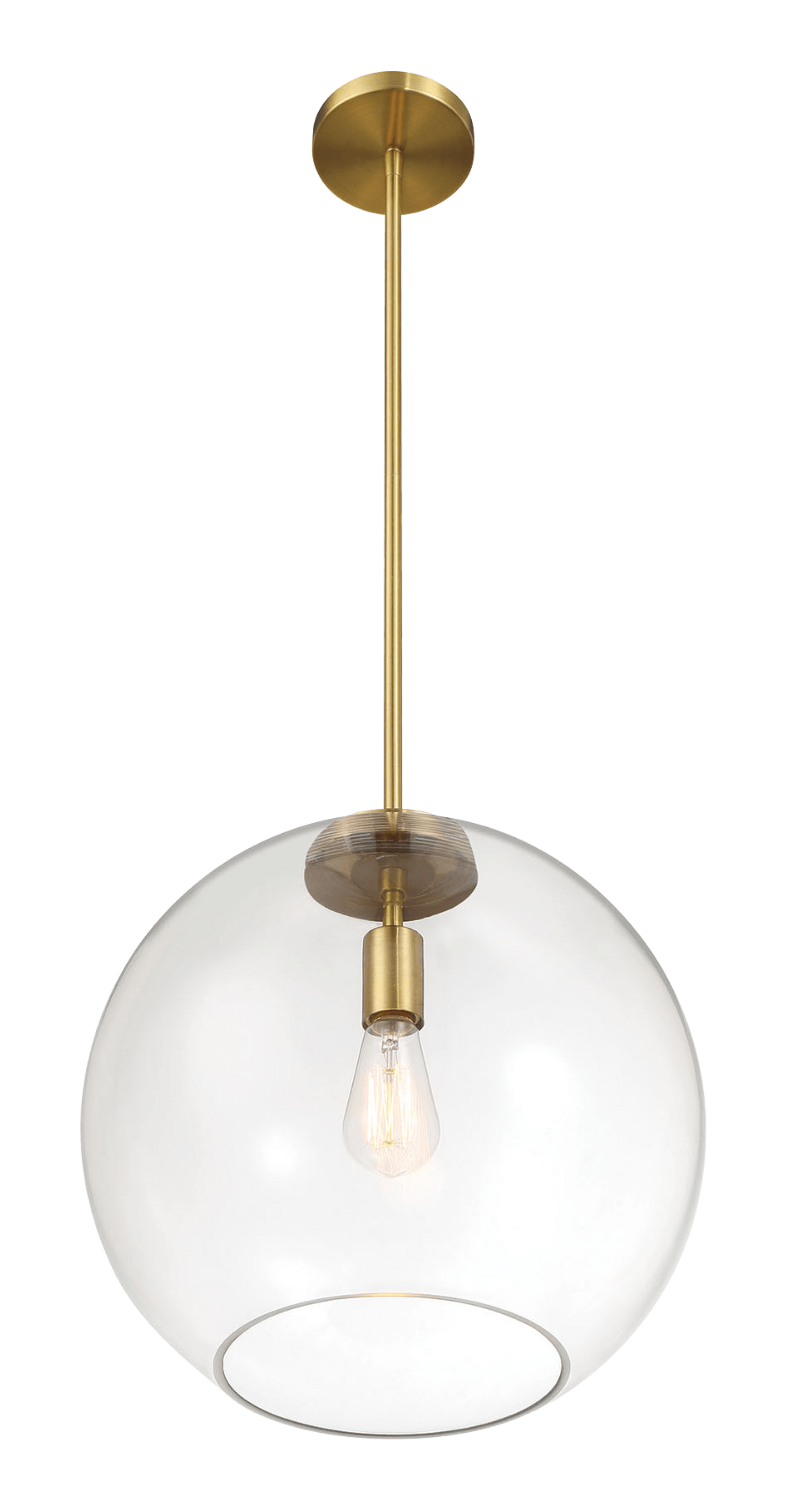 Gleam Single Light Pendant Lamp With Clear Globe Glass Satin Brass Clear,Gold Ceiling Lights Brass,Glass