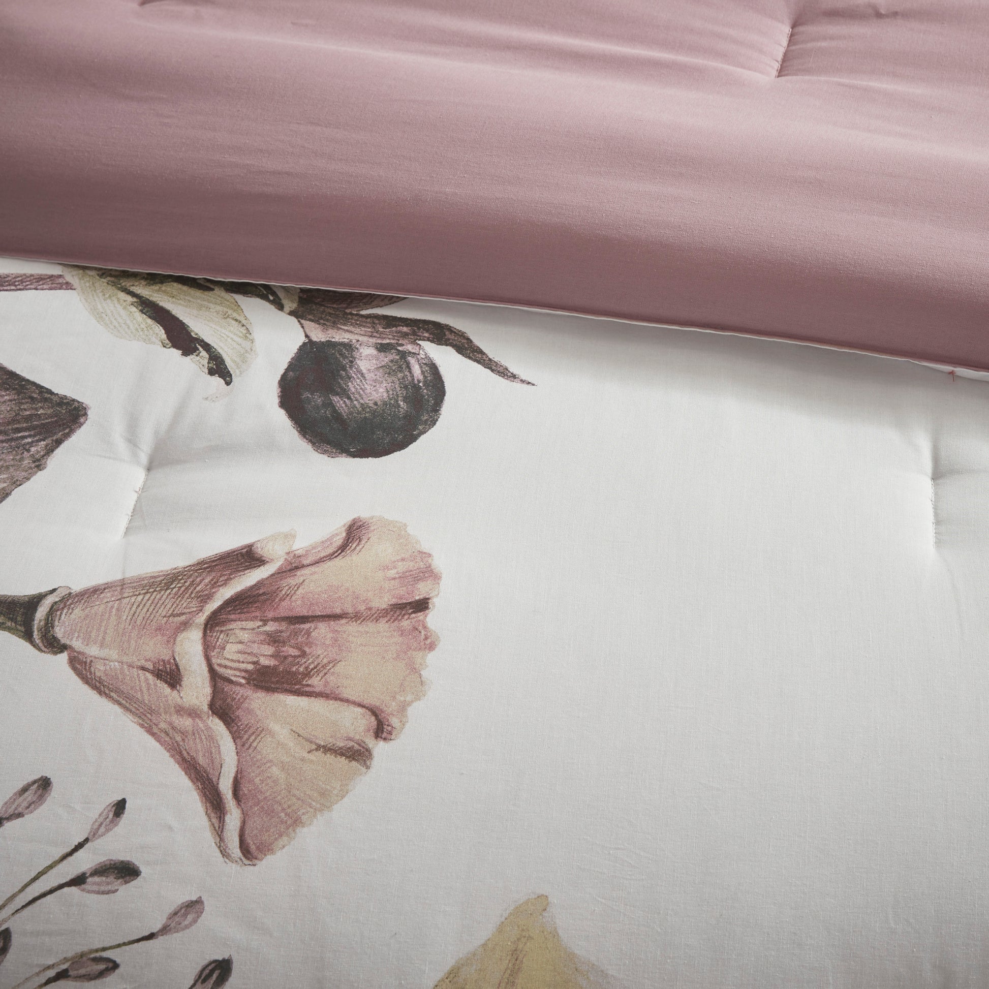 8 Piece Cotton Printed Comforter Set Blush Queen Queen Blush Polyester