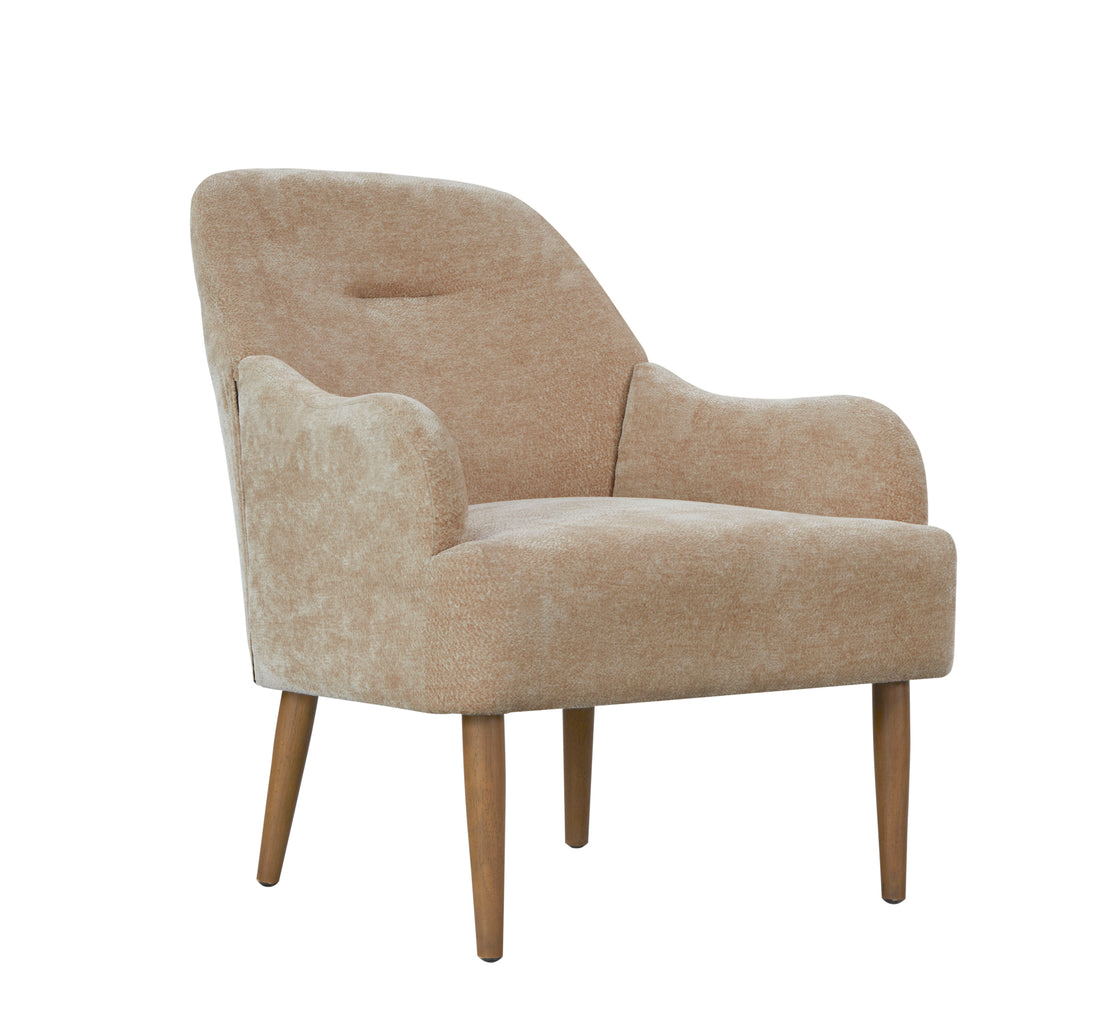 Chenille Armchair, Modern Style Accent Chair With Wood Legs, Comfy Design For Living Room, Bedroom, Office,Beige Beige Foam Wood Fabric