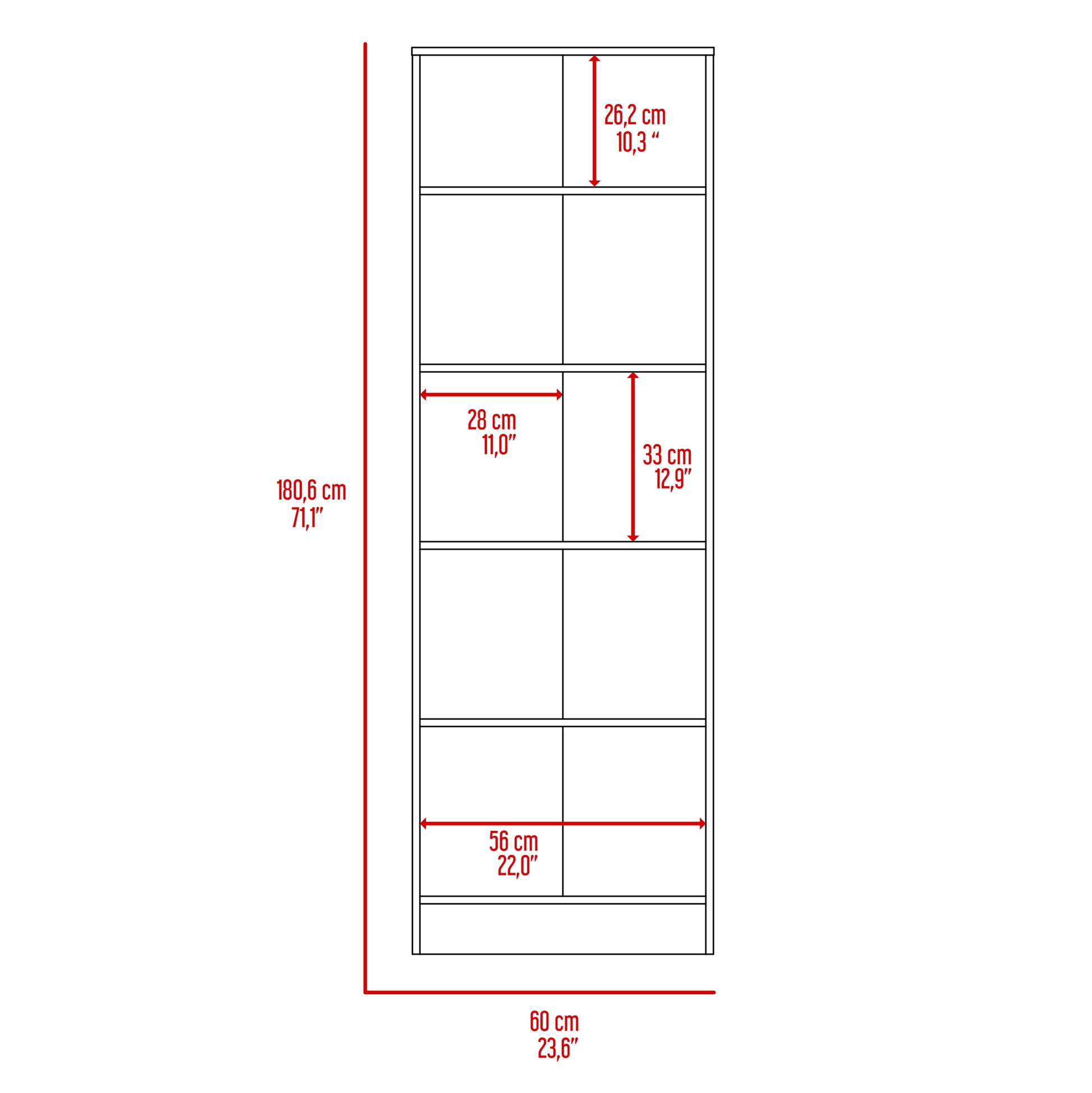 Virginia Double Door Storage Cabinet, Five Shelves Multicolor Kitchen Contemporary,Modern Pine Melamine Shelves Included Engineered Wood