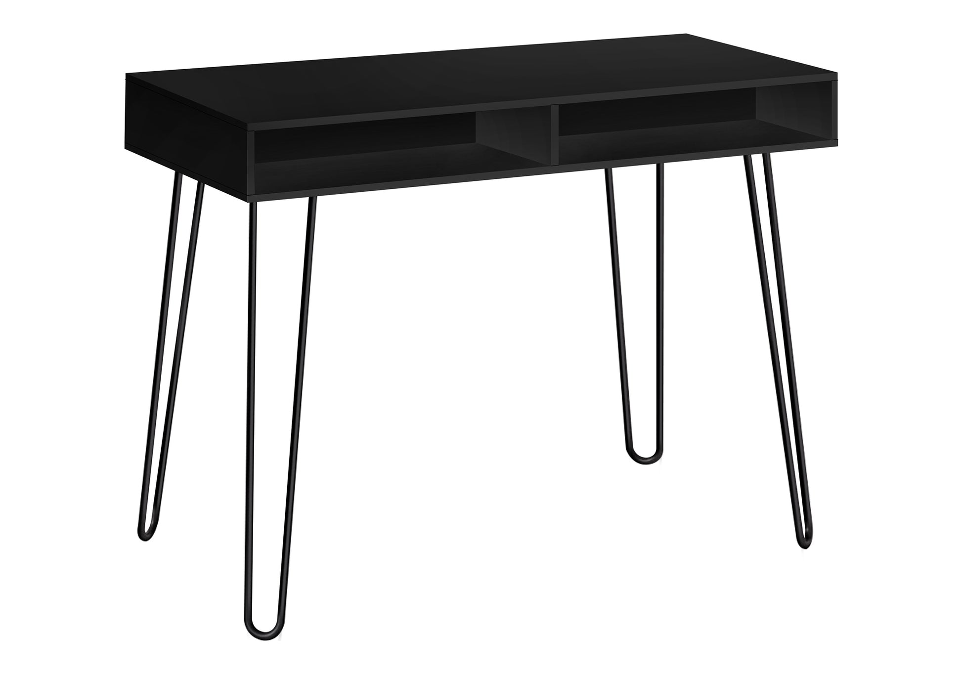 Computer Desk, Home Office, Laptop, Left, Right Set Up, Storage Drawers, 40"L, Work, Black Laminate, Black Metal, Contemporary, Modern Black Particle Board