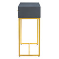 Modern Sleek Console Table Two Drawers With Stripe Design For Living Room And Entryway Grey Grey Mdf