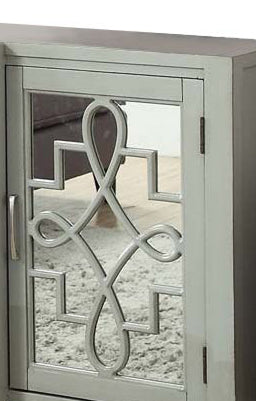 Kacia Antique Gray Finish Console Cabinet Antique Gray Mirror,Synthetic Wood