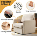 Swivel Accent Chair, Comfy Single Sofa Chair With Storage, Modern Arm Chair For Living Room, Fabric Swivel Armchair With Metal Base Beige Beige Brown Linen