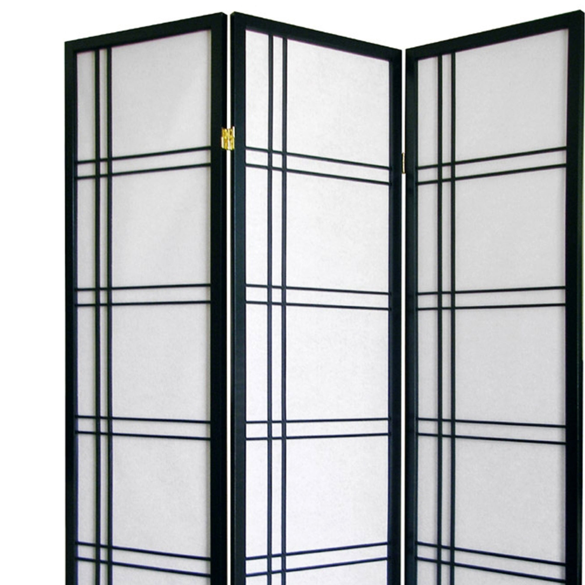 70" Tall 3 Panel Screen Room Divider "Girard" With Black Finish Black Wood