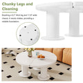 39.4'' Easy Assembly Round Petal Shaped Coffee Table, Cream Style Center Table With 3 Thick Legs, Minimalist Irregular End Table With Sleek Round Edges For Living Room, White White Mdf