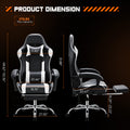 Video Game Desk Chair Ergonomic Computer With Footrest And Comfy Lumbar Support, Pu Leather Recliner With Headrest, Fixed Up Armrest, Height Adjustable With 360 Swivel, For Adults, White Black White Faux Leather