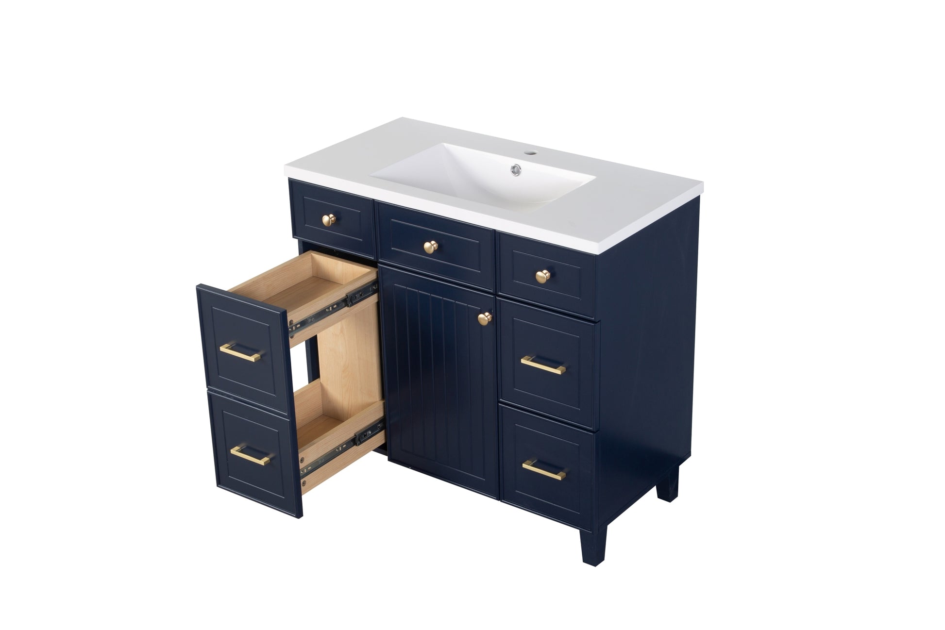 36" Bathroom Cabinet Only, Without Basin, 23V07 36Nb Navy Blue Mdf