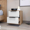 Washington Nightstand, Two Large Drawers Multicolor 2 Drawers Bedroom Open Storage Modern Shelving Melamine Engineered Wood
