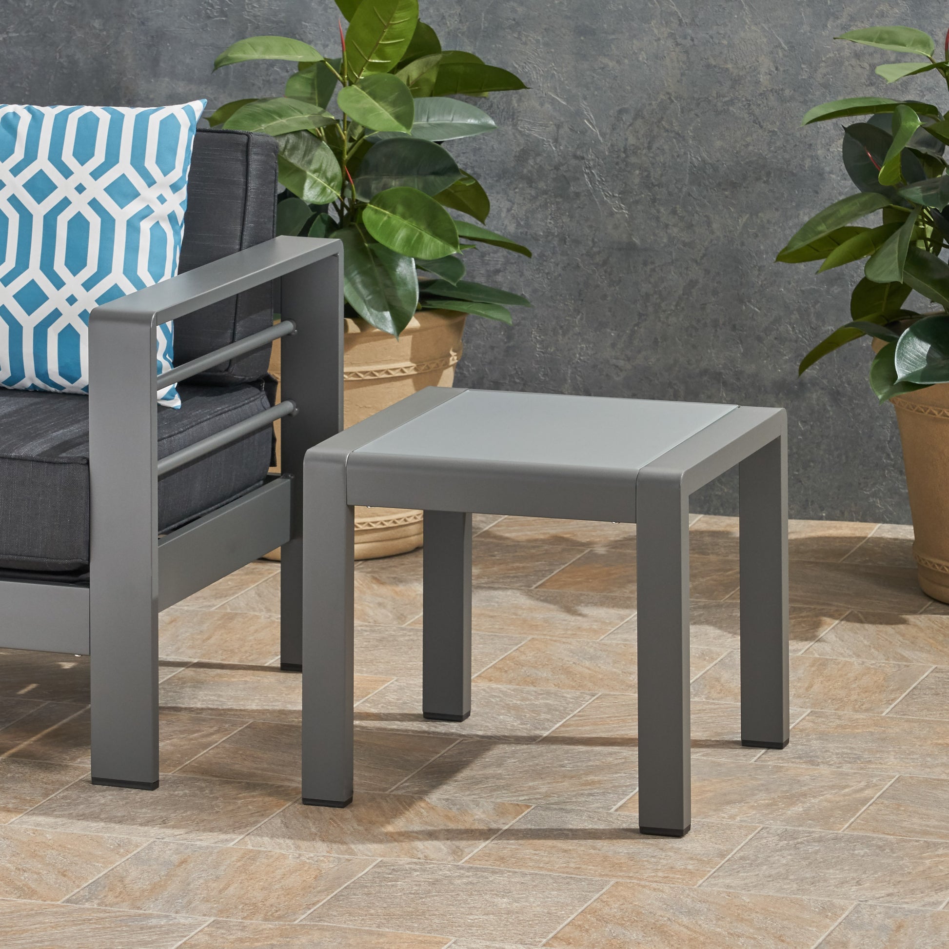 Cape Coral Side Table Grey Aluminium