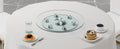 Double Layer Rotatable Round Glass.The Rotatable Design Makes It More Convenient To Retrieve And Place Items.The Upper Glass Has A Diameter Of 20 Inches, While The Lower Glass15 Inches. Transparent Glass