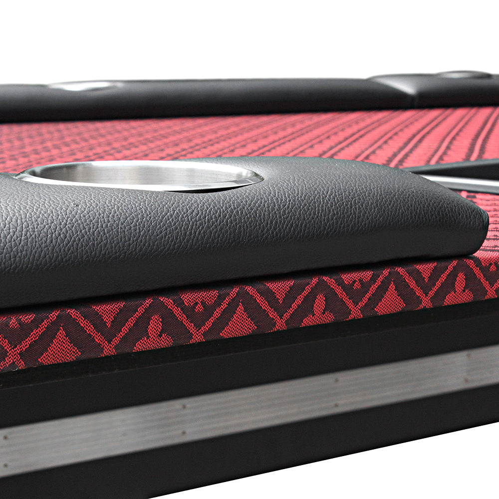 96 Inches Poker Table Model 18755 Red With Cup Holders And Chips Tray Black Primary Living Space Modern Plastic,Wood