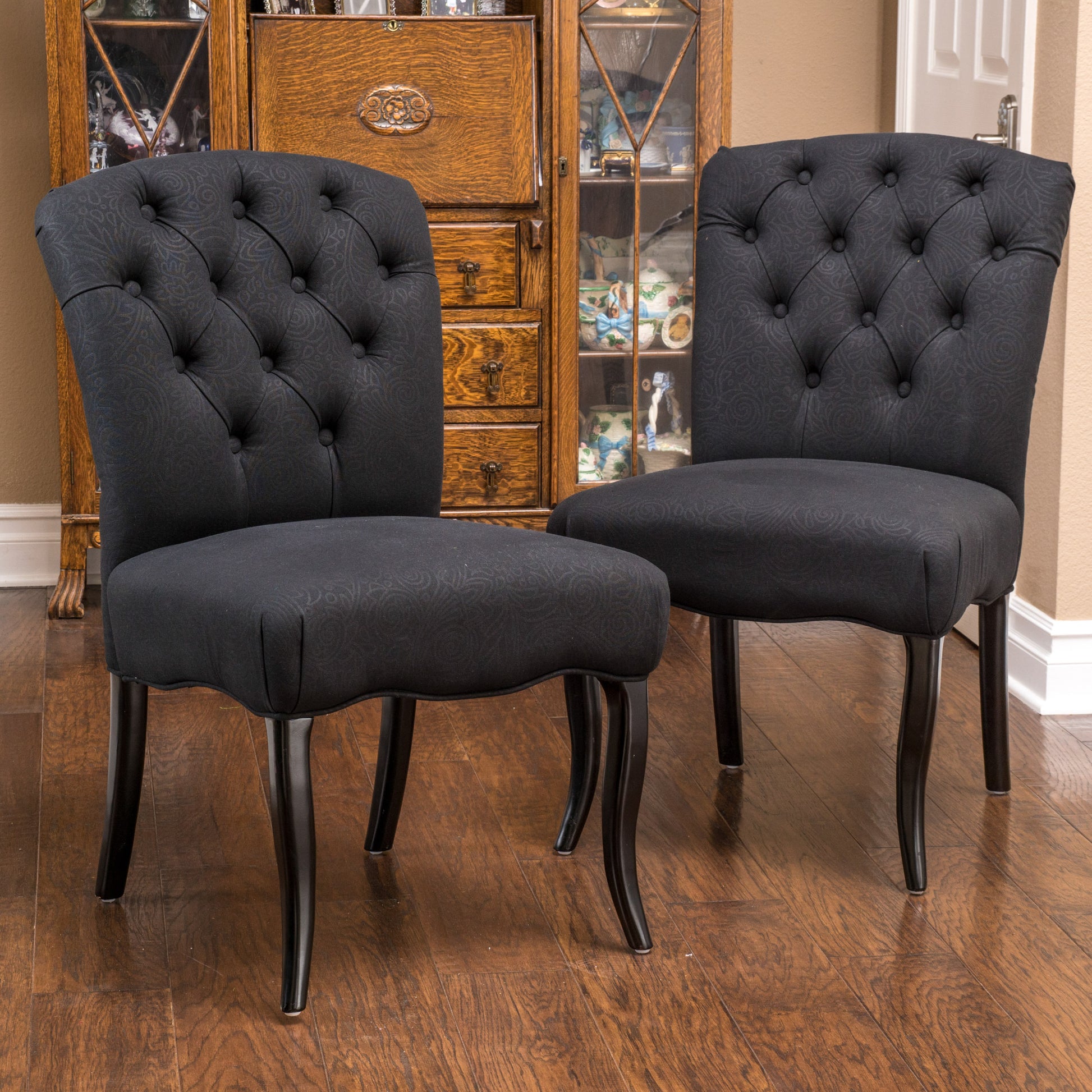 Hayden Kd Dining Chair Black Wood Fabric