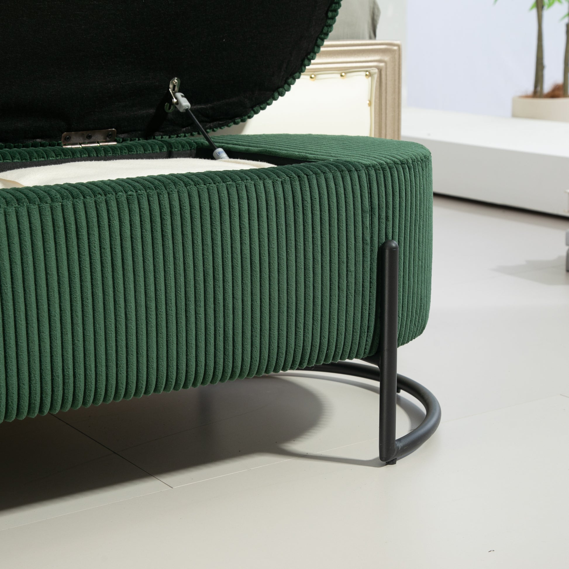 Coolmore Storage Ottoman,Bedroom End Bench,Upholstered Fabric Storage Ottoman With Safety Hinge, Entryway Padded Footstool, Ottoman Bench For Living Room & Bedroom Emerald Emerald Foam Velvet