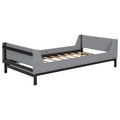 Twin Bed With Headboard, Footboard, Safeguards, Built In Bed End Book Storage Rack ,Grey Twin Grey American Design Pine