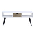 Halima White & Black Finish Coffee Table Black,White Metal,Synthetic Wood