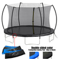 14Ft Trampoline Double Side Color Pad Trampoline For Kids And Adults With Enclosure Net And Ladder,Curved Fence Pole Black Steel Steel