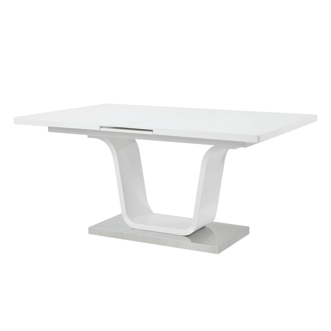 Kamaile Dining Table, White High Gloss Finish Dn02133 White Mdf Metal