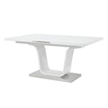 Kamaile Dining Table, White High Gloss Finish Dn02133 White Mdf Metal
