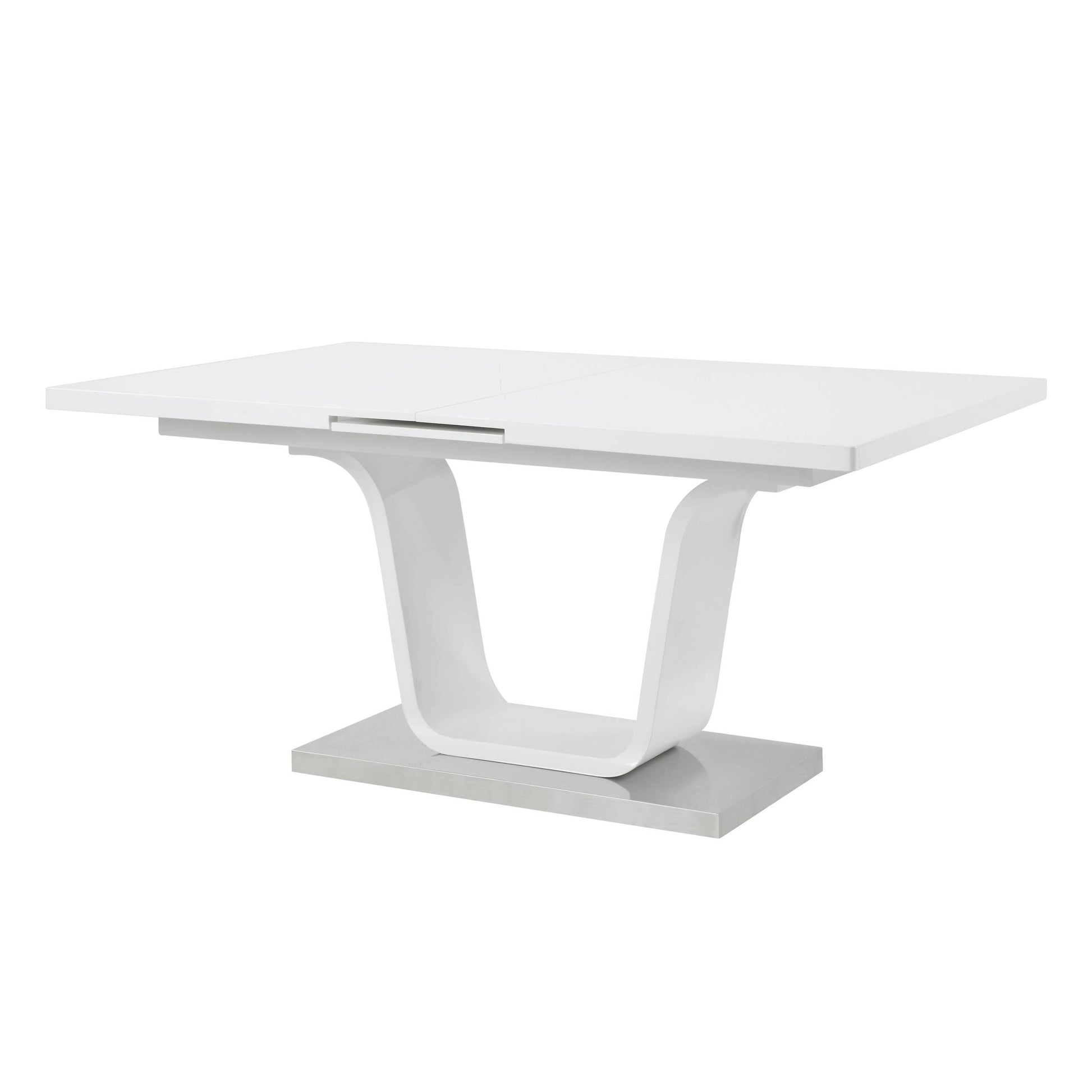Kamaile Dining Table, White High Gloss Finish Dn02133 White Mdf Metal