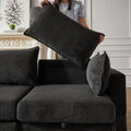 113.5'' Modular Sectiona Corduroy Sofa, Sectional Couches For Living Room U Shaped Sectional Couch With Storage Ottoman, 6 Seats Convertible Sectionals With Chaise Black Corduroy 6 Seat