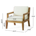 Outdoor Club Chairs With Cushions, 29'' H X 26.5'' W X 29'' D, Acacia Wood Teak Finish Beige Beige Acacia Wood