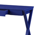 Twilight Blue 1 Drawer Writing Desk With X Shaped Base Blue Writting Desk Office Freestanding Poplar Rectangular Drawers Desk Wood Sled