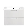 24 Inch Floating Bathroom Vanity With Ceramic Sink, Modern Bath Storage Cabinet Vanity With Drawers Wall Mounted Combo Set For Bathroom, White White Mdf