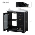 30 Inch Bathroom Vanity With A Soft Close Glass Door, Adjustable Shelves, And Three Drawers Black Bathroom Solid Wood Mdf Glass