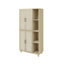 4 Door Cabinet With 4 Shelves With 4 Adjustable Inner Shelves, Storage Cabinet Natural Mdf