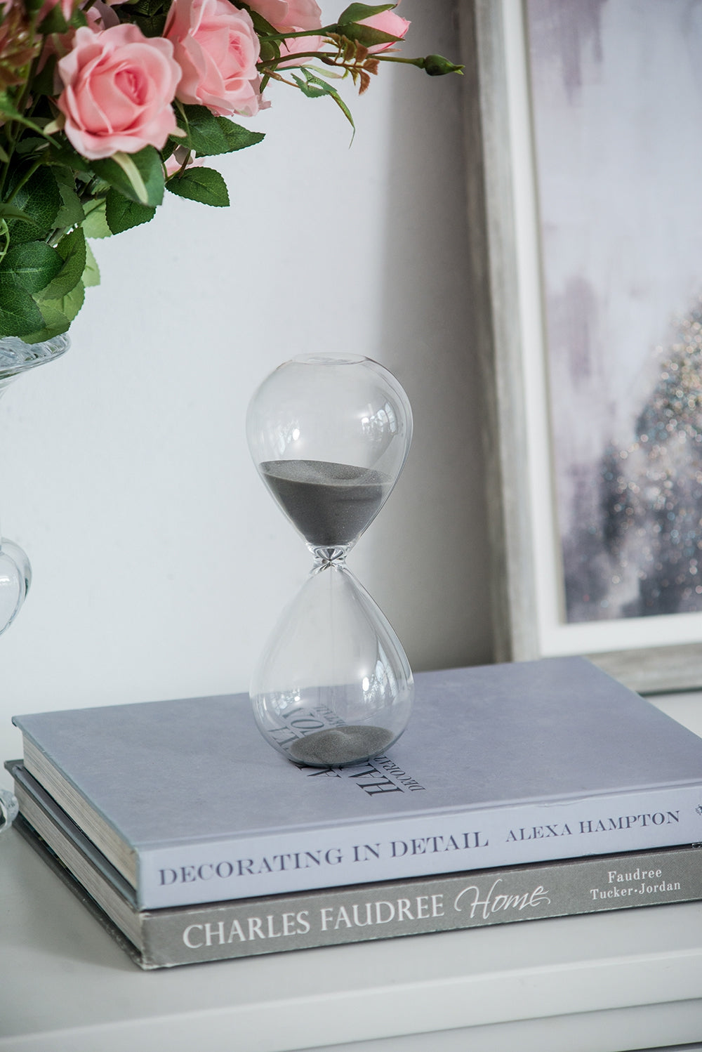 8" Ferdinand 30 Minute Hourglass, Gray Sand Gray Glass