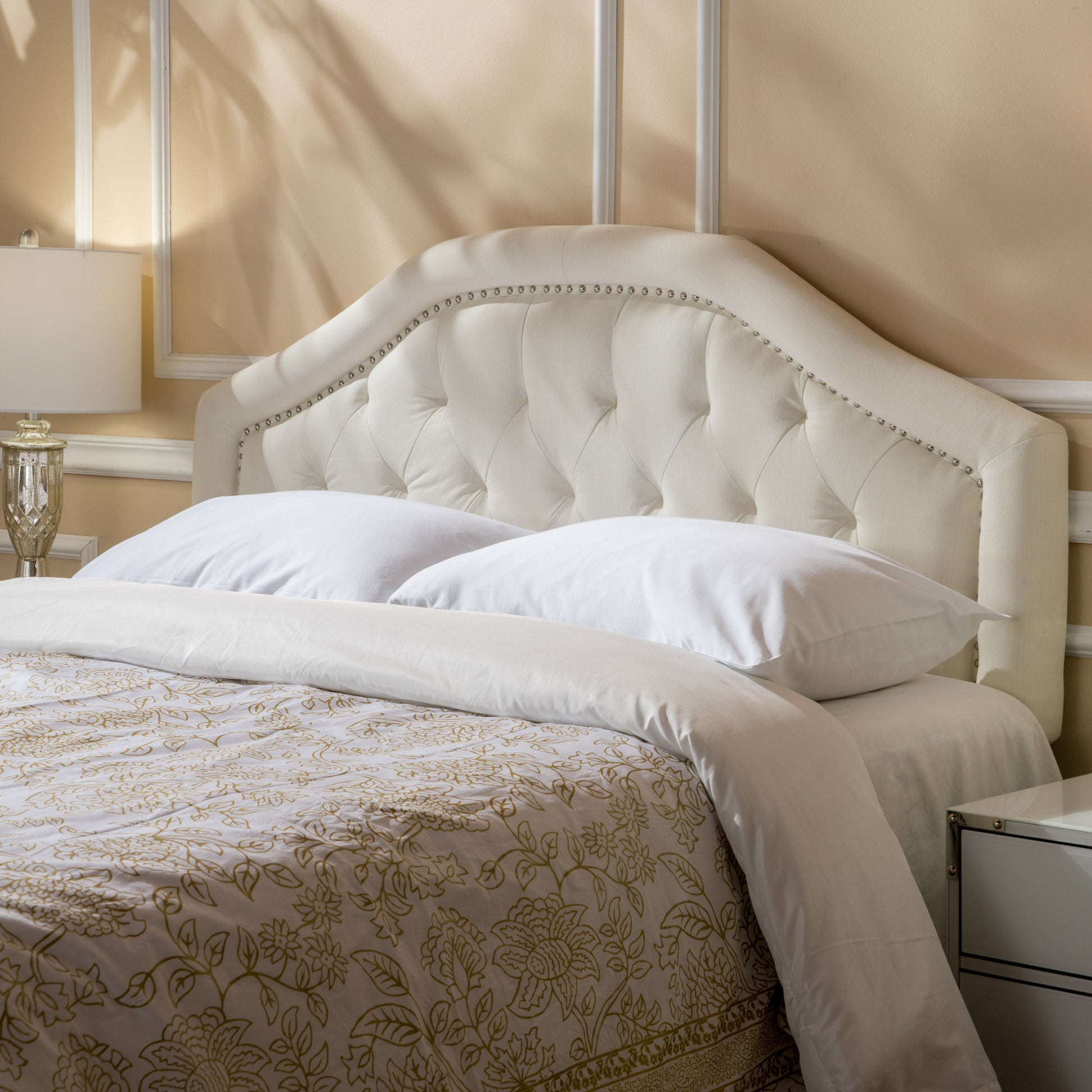 Queen&Full Sized Headboard Ivory Fabric