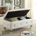 1Pc Glam 38 Inches Storage Ottoman Bench For Upholstered Tufted White Faux Leather Organizer Bedroom Living Room Entryway Hallway Tufted White Faux Leather Primary Living Space Solid White Traditional Foam Faux Leather